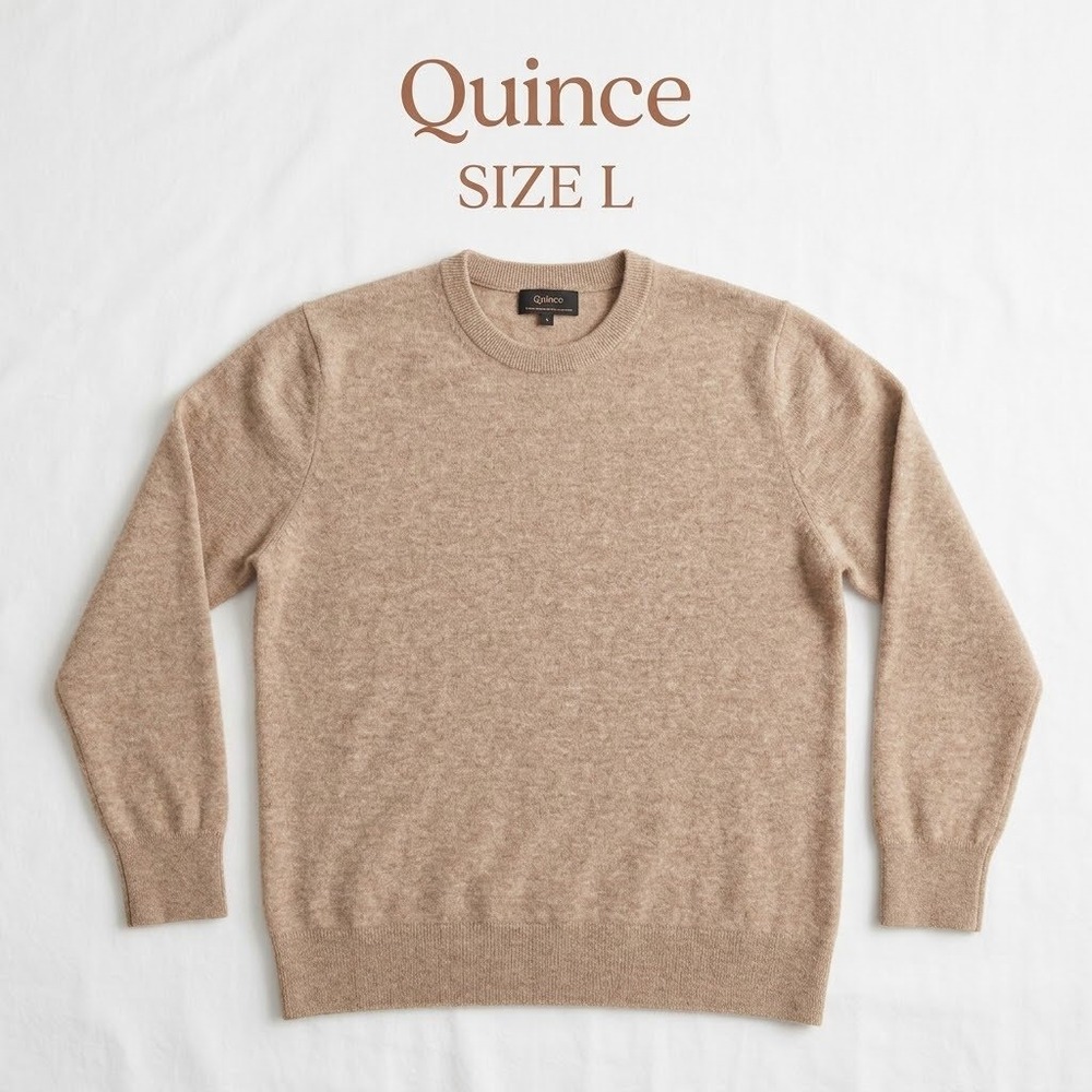 Quince 100% Mongolian Cashmere Sweater Women Large Tan Quiet Luxury